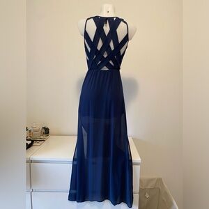 Blue H&M High Low cut out back dress. Size 2.